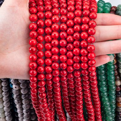 8 mm künstliche rot-turkis-Edelstein-Perlen Heilende Kristallstein-Perlen zum Schmuck machen