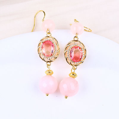 Naturkristall Rose Quarz rundes Perlen mit rosa ovaler Form