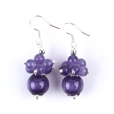 8mm Lila Katzen-Auge Handgefertigt DIY Perlen Dangle Blume Ohrring Einzigartiges Design Ohrring für tägliches Tragen