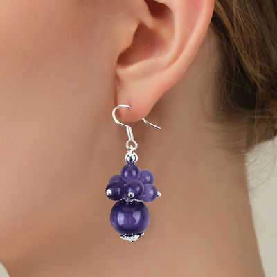8mm Lila Katzen-Auge Handgefertigt DIY Perlen Dangle Blume Ohrring Einzigartiges Design Ohrring für tägliches Tragen