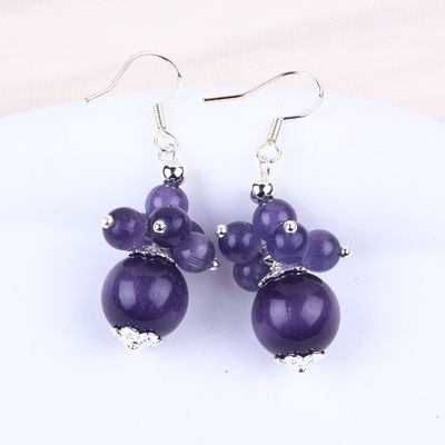8mm Lila Katzen-Auge Handgefertigt DIY Perlen Dangle Blume Ohrring Einzigartiges Design Ohrring für tägliches Tragen