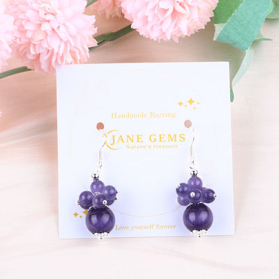 8mm Lila Katzen-Auge Handgefertigt DIY Perlen Dangle Blume Ohrring Einzigartiges Design Ohrring für tägliches Tragen