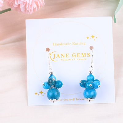 Edelstein Apatit feines Kupfer Silberplattierung Naturkristallstein Dangle Kurzblumen Perlen Ohrring