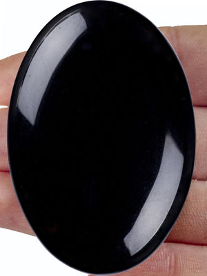 Natürlicher polierter schwarzer Obsidian Palmstein schwarzer Obsidian Taschen Sorgen Edelstein zur Stressreduktion Heimdekoration
