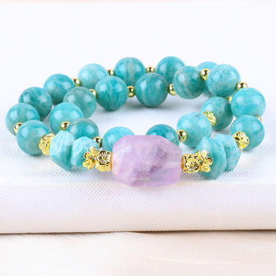 11MM 14MM Tianhe Stein Amethyst Kristall Edelstein Perlen Armbänder 2 Schicht