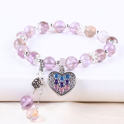Handgefertigtes Handgemachtes Lavendel Azeztulit Naturstein Perlen Armband zum Geschenk