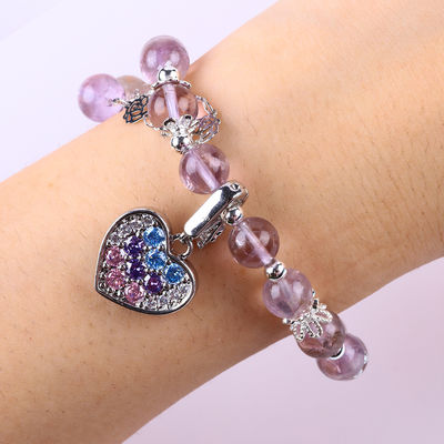Handgefertigtes Handgemachtes Lavendel Azeztulit Naturstein Perlen Armband zum Geschenk