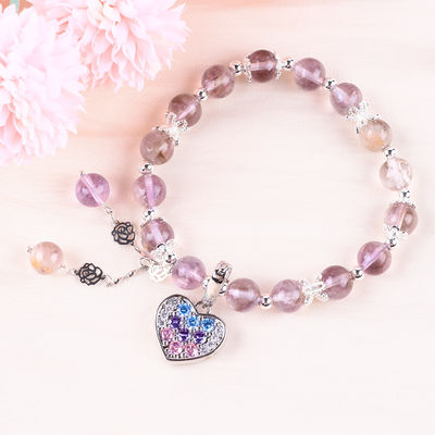 Handgefertigtes Handgemachtes Lavendel Azeztulit Naturstein Perlen Armband zum Geschenk