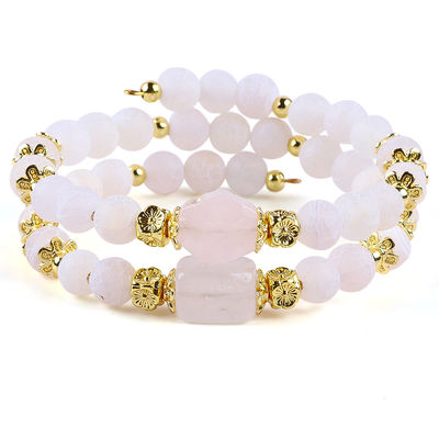 Echtes weißes Agat, kristallenes Stein, spirituelle Heilung, runde Form, einstellbares Doppelschicht-Kristallschmuck-Armband