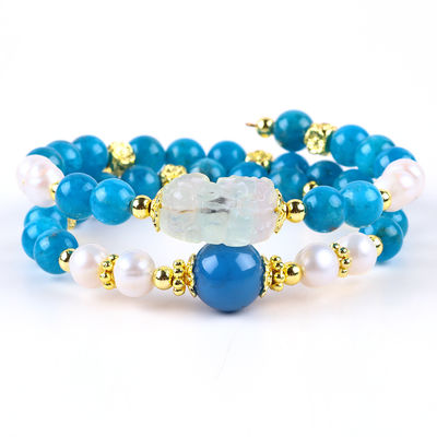 8MM Naturkristallstein Apatit Heilkraft Edelstein Doppelschicht Perle Verstellbares Armband Für Schmuck Geschenk