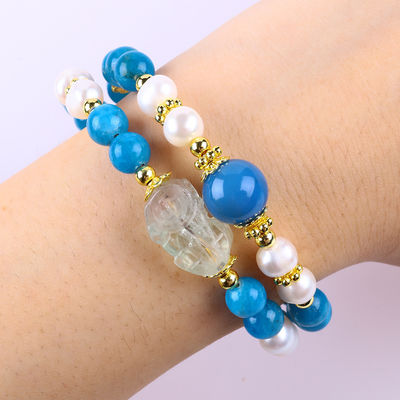 8MM Naturkristallstein Apatit Heilkraft Edelstein Doppelschicht Perle Verstellbares Armband Für Schmuck Geschenk