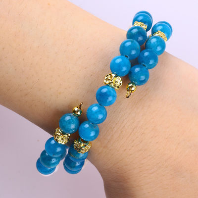 8MM Naturkristallstein Apatit Heilkraft Edelstein Doppelschicht Perle Verstellbares Armband Für Schmuck Geschenk