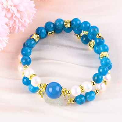 8MM Naturkristallstein Apatit Heilkraft Edelstein Doppelschicht Perle Verstellbares Armband Für Schmuck Geschenk
