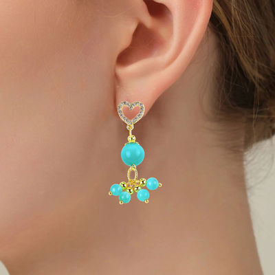 Handgefertigter 6MM 12MM grüner Katzen-Augen-Edelstein mit Herz-Stud-Dangle-Ohrring zum Geschenken
