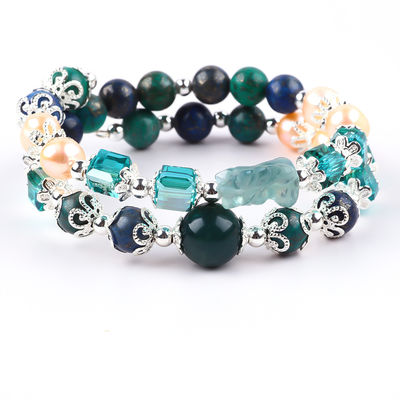 Einhorn-Schnitzerei 2 Schicht-Azurit-Stein-Kristall-Armband