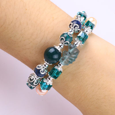 Einhorn-Schnitzerei 2 Schicht-Azurit-Stein-Kristall-Armband