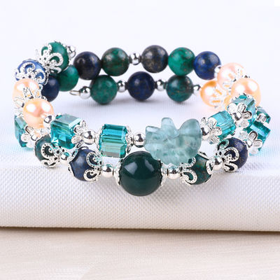 Einhorn-Schnitzerei 2 Schicht-Azurit-Stein-Kristall-Armband