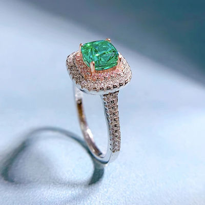Grüne Quadratform Edelstein Zirkon Hochzeitsringe für Frauen