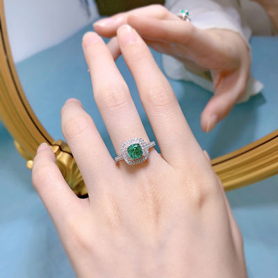 Grüne Quadratform Edelstein Zirkon Hochzeitsringe für Frauen
