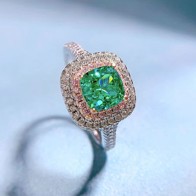 Grüne Quadratform Edelstein Zirkon Hochzeitsringe für Frauen