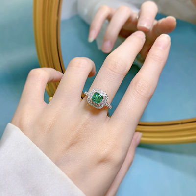 Grüne Quadratform Edelstein Zirkon Hochzeitsringe für Frauen