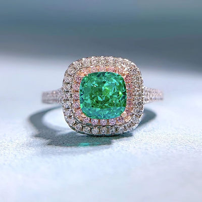 Grüne Quadratform Edelstein Zirkon Hochzeitsringe für Frauen