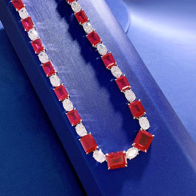 Luxuriöse Brautkette aus rosa/grünem Edelstein für Hochzeit und Geschenk