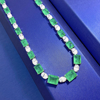 Luxuriöse Brautkette aus rosa/grünem Edelstein für Hochzeit und Geschenk