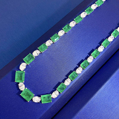 Luxuriöse Brautkette aus rosa/grünem Edelstein für Hochzeit und Geschenk