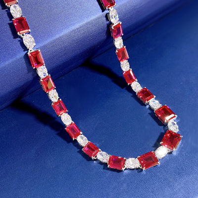 Luxuriöse Brautkette aus rosa/grünem Edelstein für Hochzeit und Geschenk