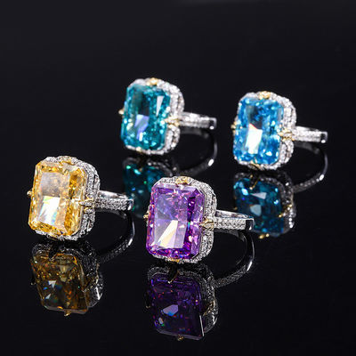 Purpur / Aqua Blau / Gelb Edelstein 925 Sterling Silber Zirkon Verlobungsring