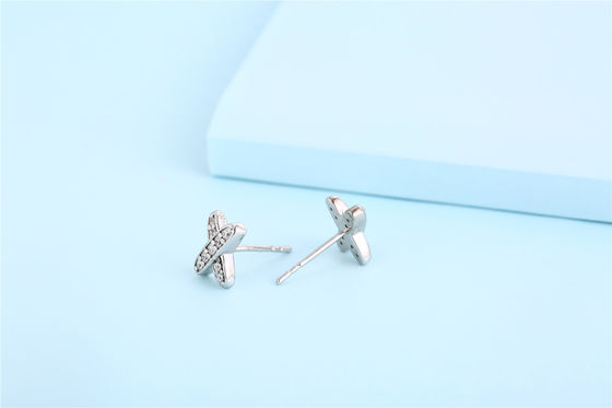 X-Form 925 Moissanit-Stud-Ohrringe Sterling Silber Schmuck