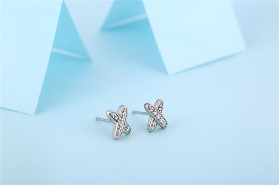 X-Form 925 Moissanit-Stud-Ohrringe Sterling Silber Schmuck
