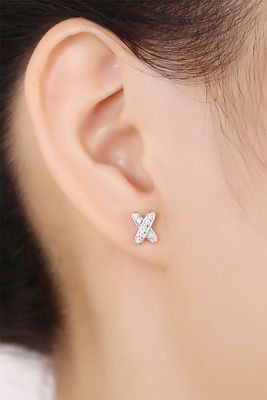 X-Form 925 Moissanit-Stud-Ohrringe Sterling Silber Schmuck