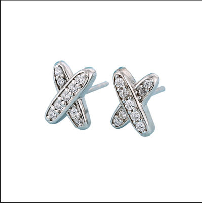 X-Form 925 Moissanit-Stud-Ohrringe Sterling Silber Schmuck