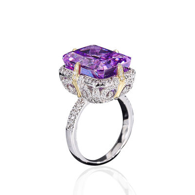 Purpur / Aqua Blau / Gelb Edelstein 925 Sterling Silber Zirkon Verlobungsring