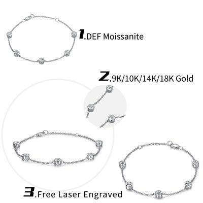 Schimmernd erhobene 925 Sterling Silber Moissanite Diamant Armband Frauen