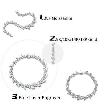 18K Gold Weizen Ohr Moissanite Tennis Armband für Verlobung