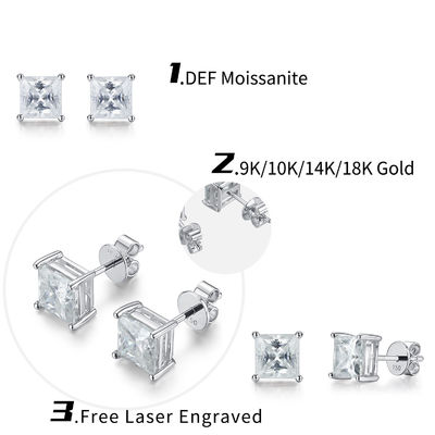Kubik 18K Gold Moissanite Diamant Stud Ohrringe zum Geburtstagsgeschenk