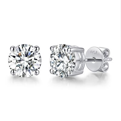 18k Gold Moissanite Diamant-Stud-Ohrringe Weißgold Unterstützung Anpassung