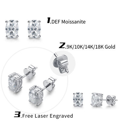 18k Gold Moissanite Diamant Oval Ohrringe Stift zum Geschenk