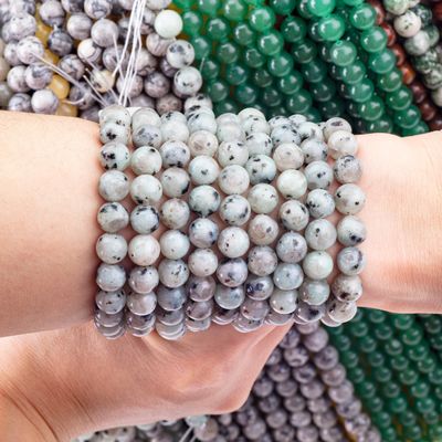 8MM polierte natürliche Kiwi Jasper Perlen Schmuck Halskette Armband Ohrring