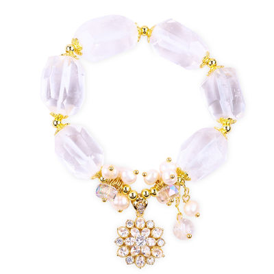 Handgefertigtes Edelstein-Armband Verstellbares Charme Klares Quarz-Armband Naturstein Perlen Schmuck für die Party täglich zu tragen