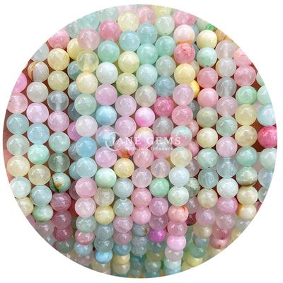 Großhandel Natürlicher Kristall Edelstein Runde Chalcedon-Perlen Jade Runde Locker Perlen Zubehör für DIY Armband Halskette