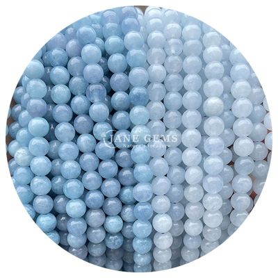 Großhandel Runde Naturstein Perlen Runde Locker Edelstein Perlen Zubehör 8mm Aquamarin Locker Perlen für DIY Schmuck