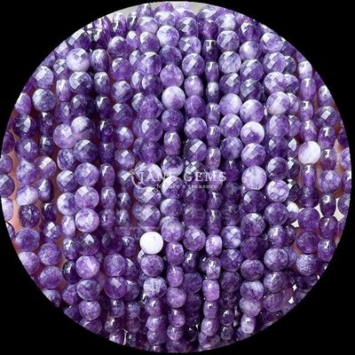 Flachgeformte Facettenperlen Kristall Edelstein Runde Form Amethyst Rose Quarz Loose Perlenstränge für DIY Schmuckherstellung
