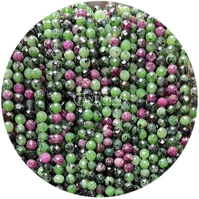 Edelsteine Perle Naturkristall Fassette Rundform Klein dalmatinischer Jaspis Rubin Zoisite Locker Perlenstränge für Armbänder