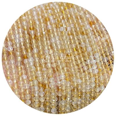 Edelsteine Perlen Naturkristall Facetten Rundform Kleines Zitrin Sonnenstein Locker Perlenstränge für Armbänder