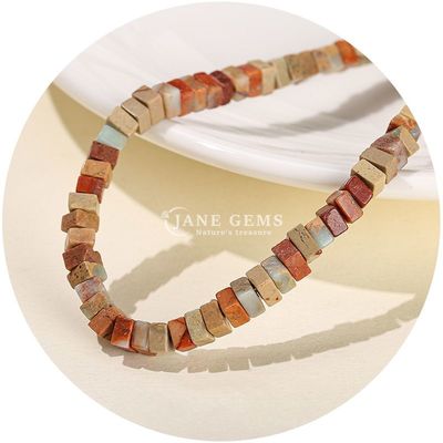 Großhandel Natürliche Jade Loose Beads Echte Weiß Opal Loose Beads Quadratische Scheitern Form Loose Beads Abstandsmessgeräte für DIY Schmuck