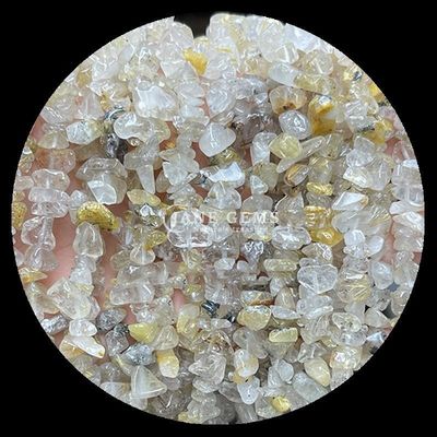 Citrine Schwarz Rutilierte Edelsteine Perle Naturkristall Unregelmäßige Form Splitter Kies Stein Locker Perlenstränge Für Armbänder